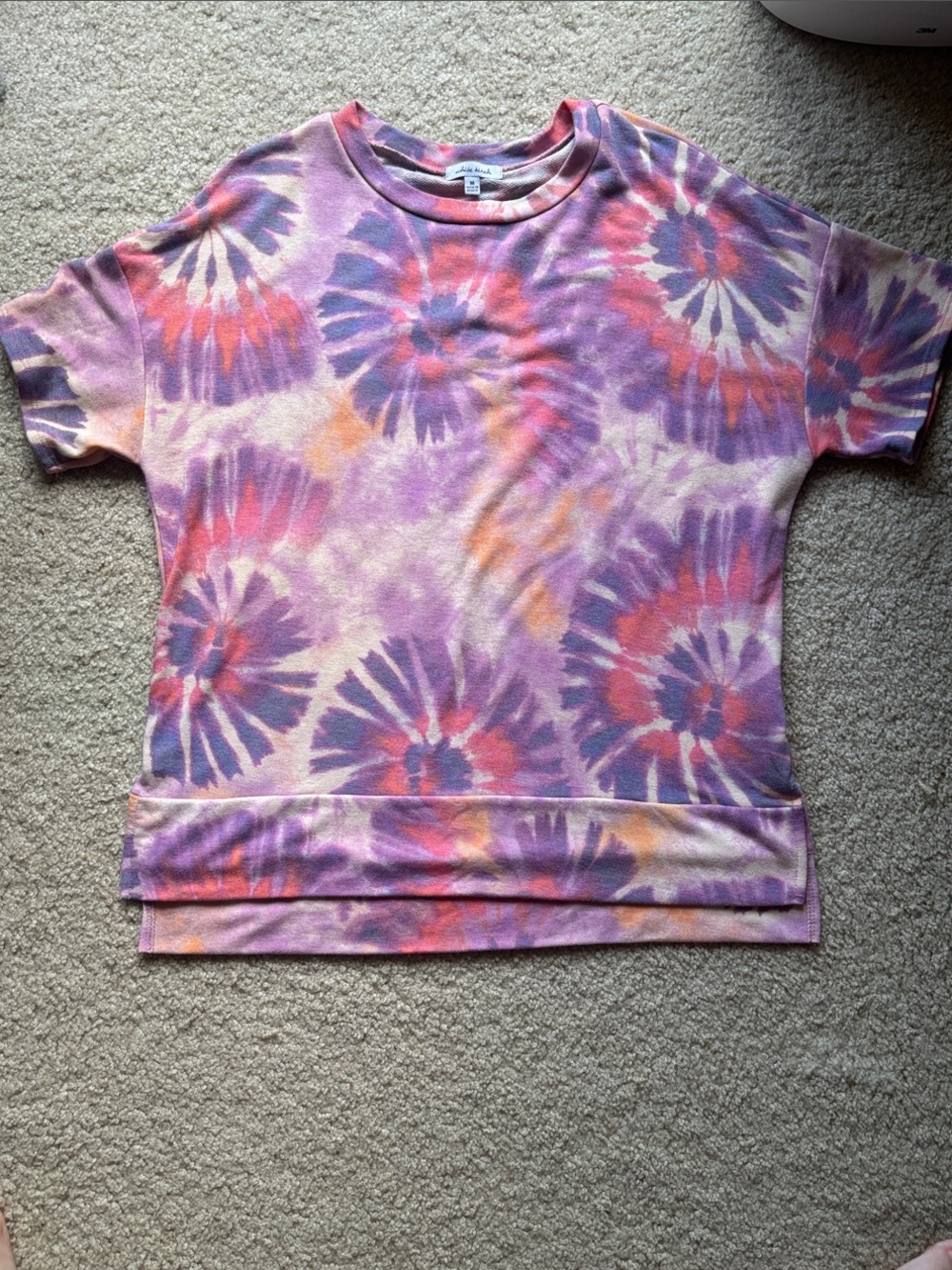 white birch Tie-Dye Short Sleeve Tee in Purple Pink Orange